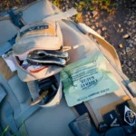 Overzicht van een survivalkit met water, EHBO, zaklamp, multitool en voedsel