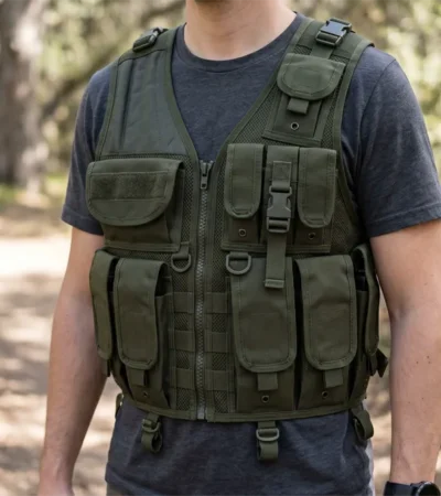 Tactical vest met molle-systeem en meerdere zakken