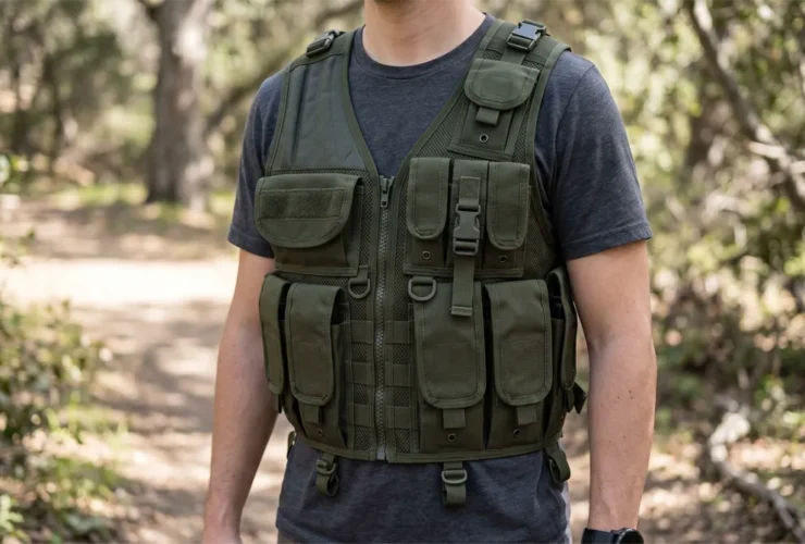 Tactical vest met molle-systeem en meerdere zakken