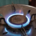Gasbrander met een blauwe vlam
