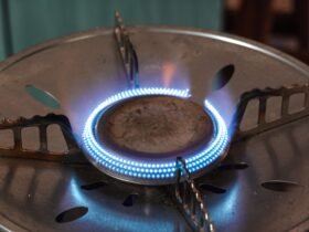 Gasbrander met een blauwe vlam